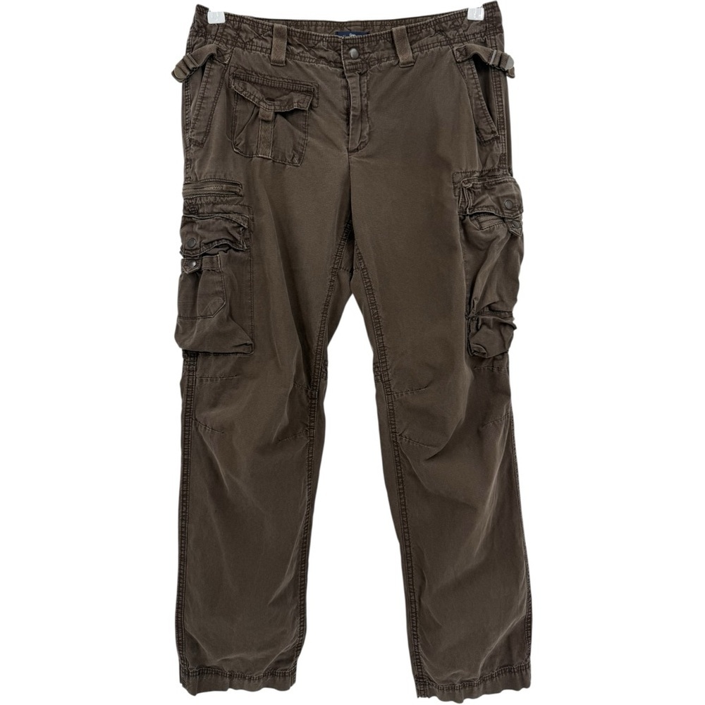 Gap Y2K Grunge Brown Combat Gorpcore Low Rise Granola Girl Baggy Cargo Pant 10